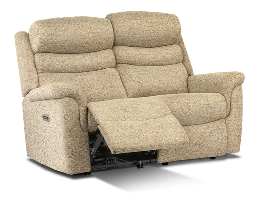 Sherborne Leyburn Two Seater Electric Powered Reclining Fabric Sofa With Headrest Adjustment Option