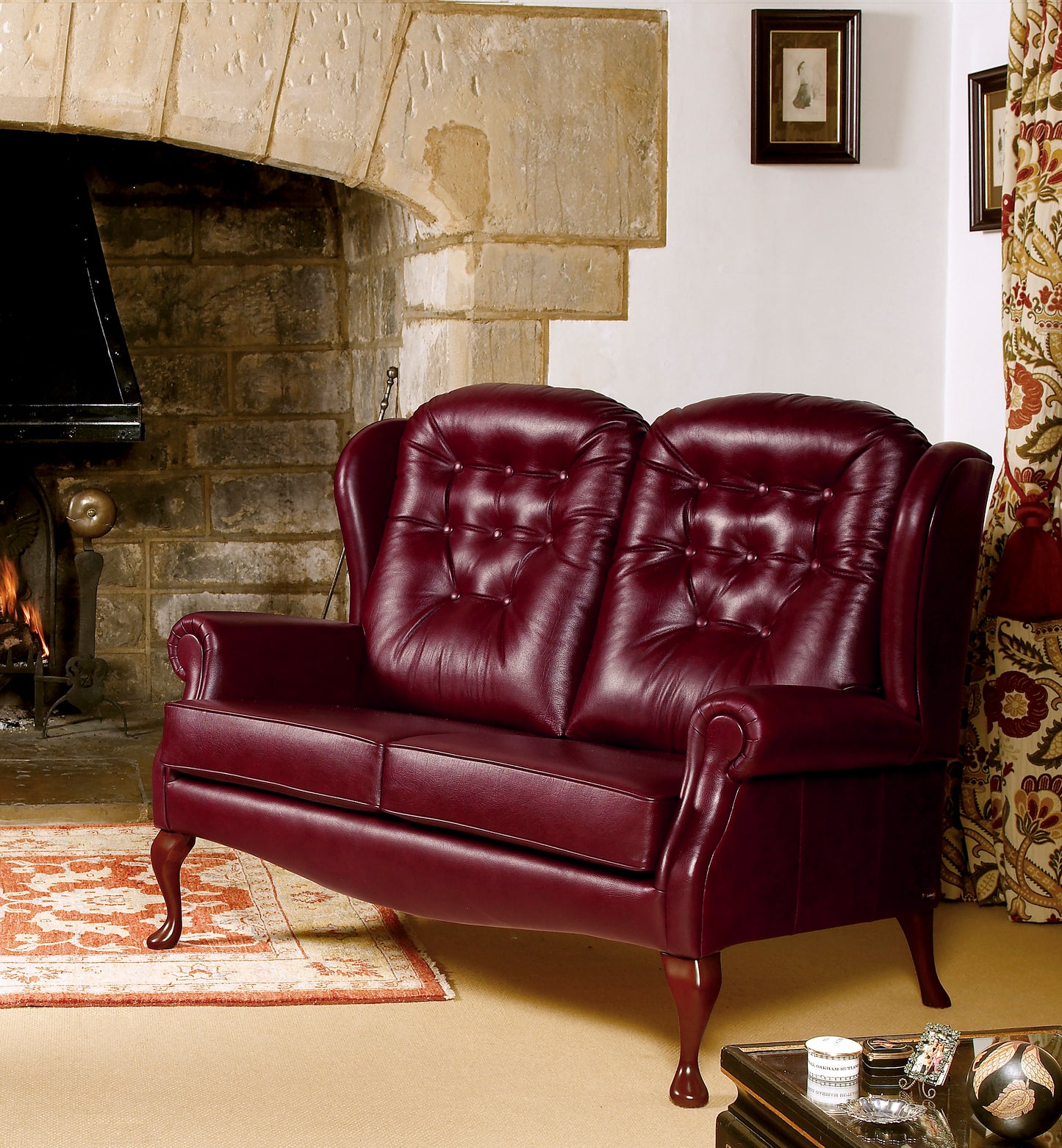 Sherborne Lynton Leather Fireside Two Seater Sofa