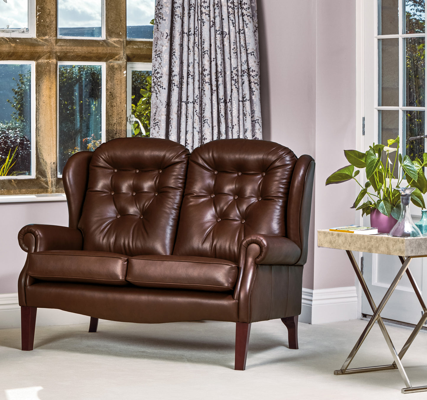 Sherborne Lynton Leather Fireside Two Seater Sofa
