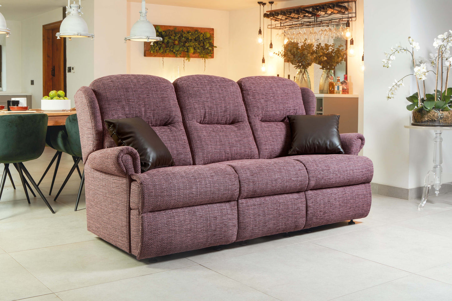 Sherborne Malvern Three Seater Electric Reclining Fabric Sofa