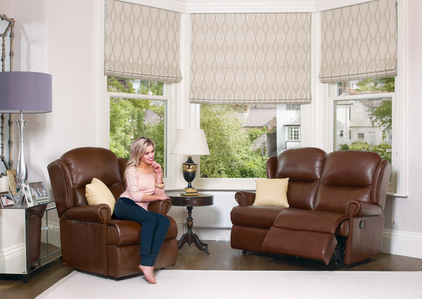 Sherborne Malvern Two Seater Manual Reclining Leather Sofa