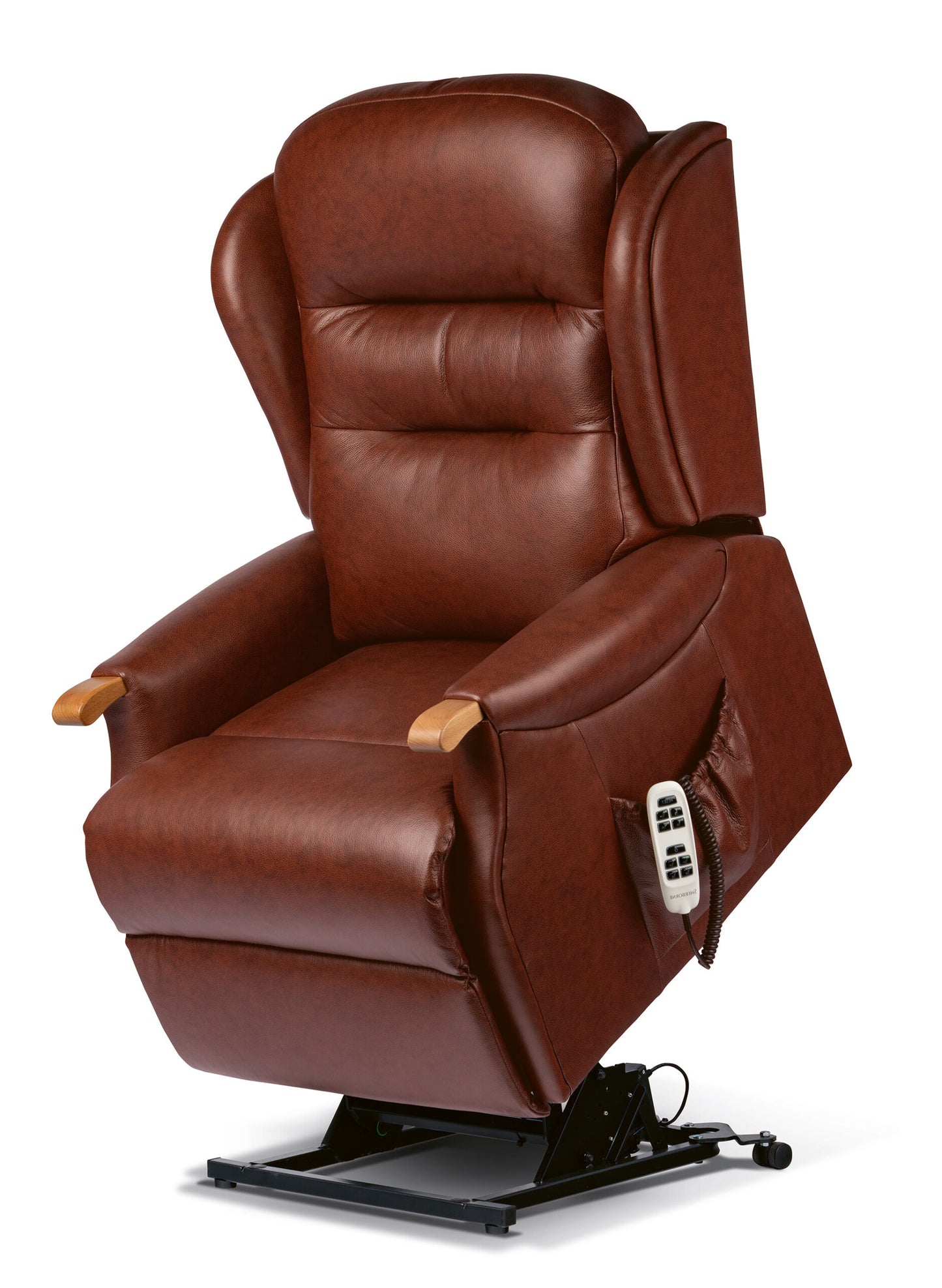 Sherborne Newbury Knuckle Single Motor Leather Riser Recliner Armchair With Lumbar & Headrest Adjustment Option VAT FREE