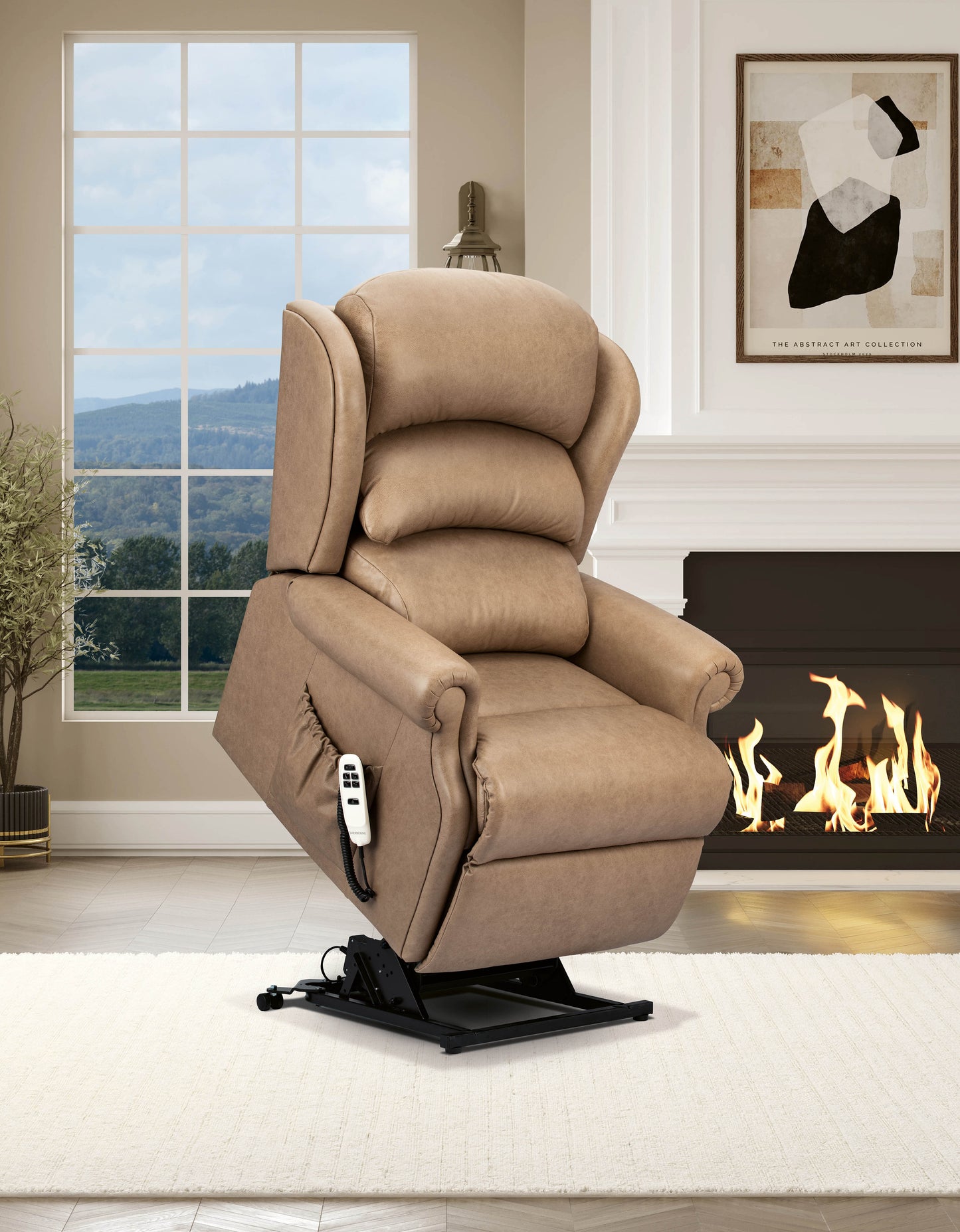 Sherborne Ryedale Single Motor Leather Riser Recliner Armchair With Lumbar & Headrest Adjustment Option VAT FREE