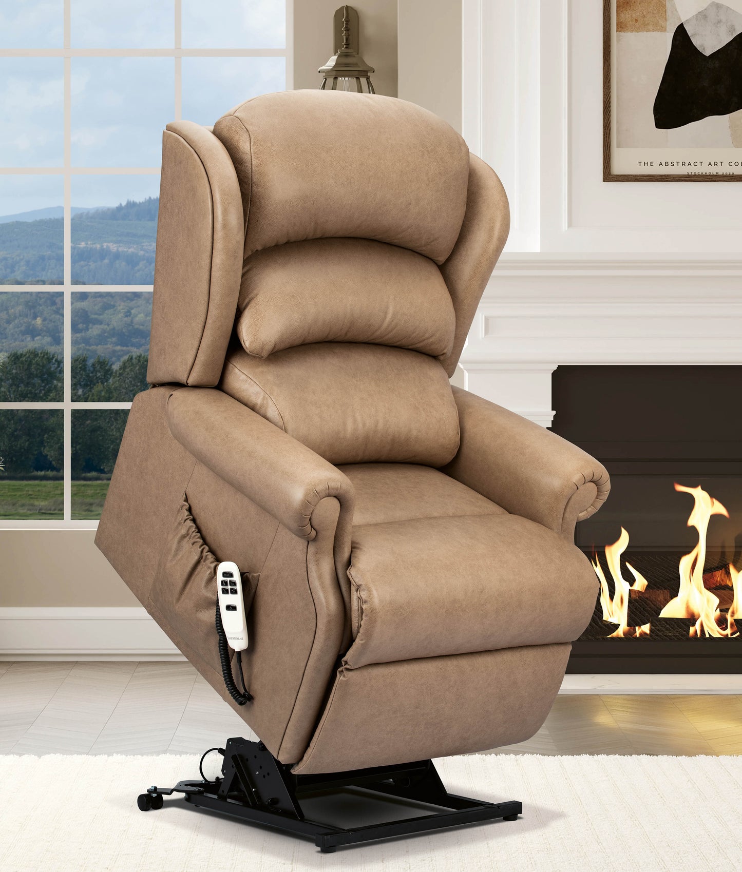 Sherborne Ryedale Single Motor Leather Riser Recliner Armchair With Lumbar & Headrest Adjustment Option VAT FREE