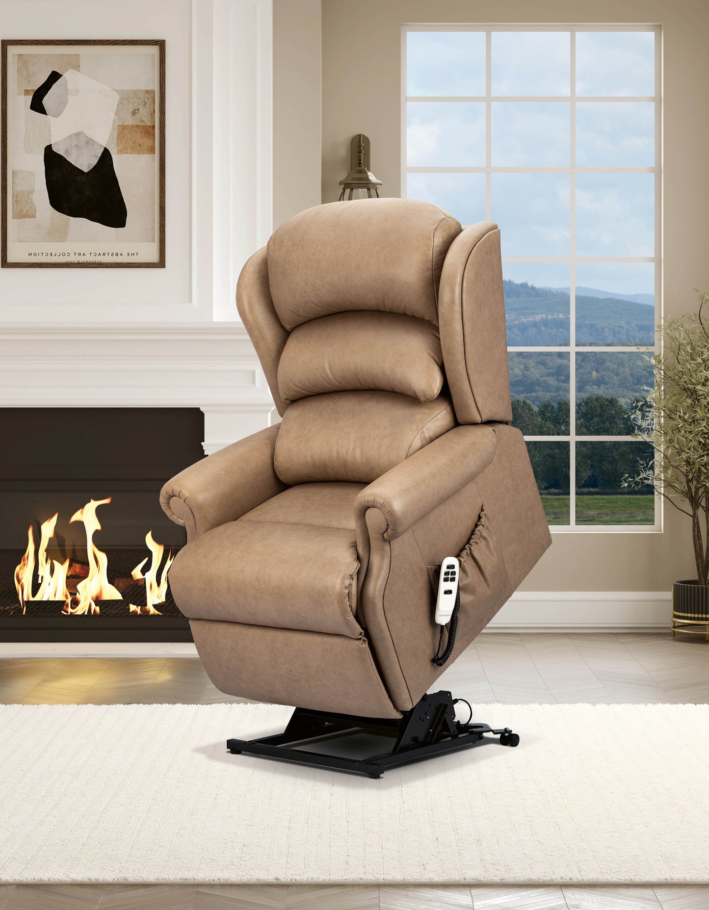 Sherborne Ryedale Single Motor Leather Riser Recliner Armchair With Lumbar & Headrest Adjustment Option VAT FREE