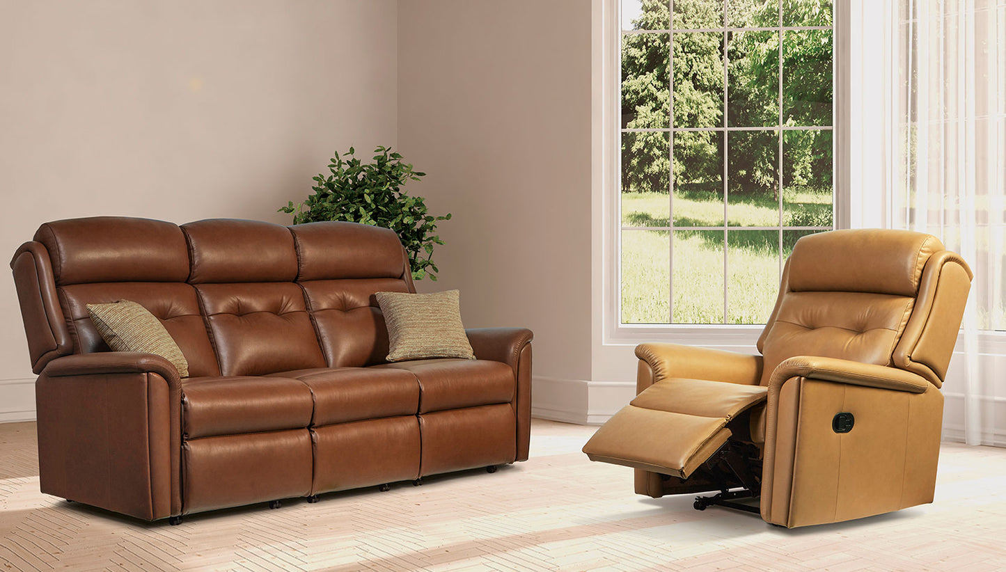 Sherborne Roma Three Seater Fixed Leather Sofa
