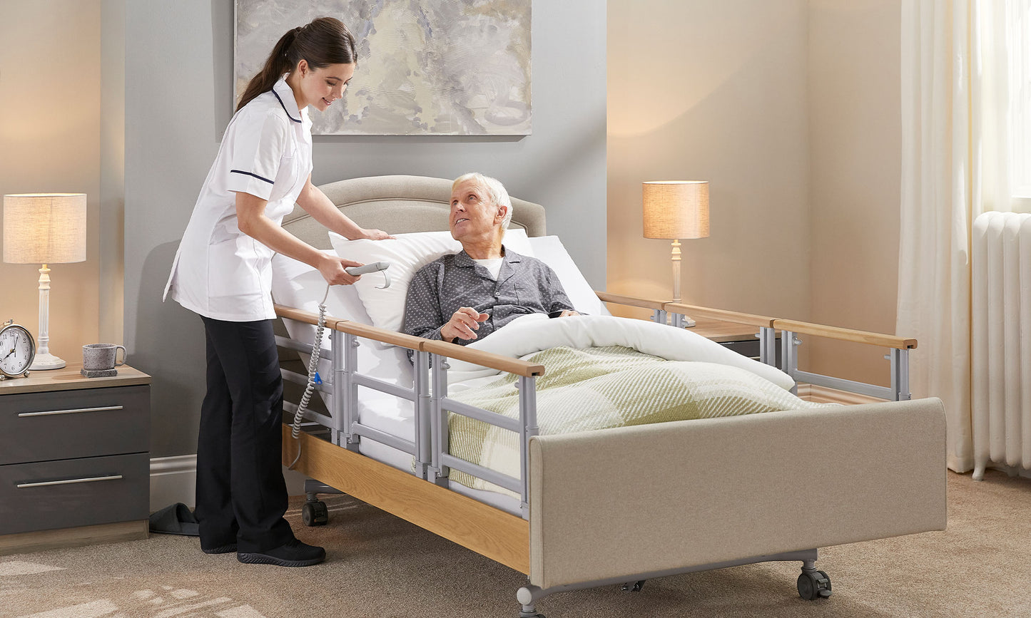 Signature Comfort Plus With Side Rails Profiling High Low Home Care Adjustable Bed With A Choice Of Mattresses VAT FREE
