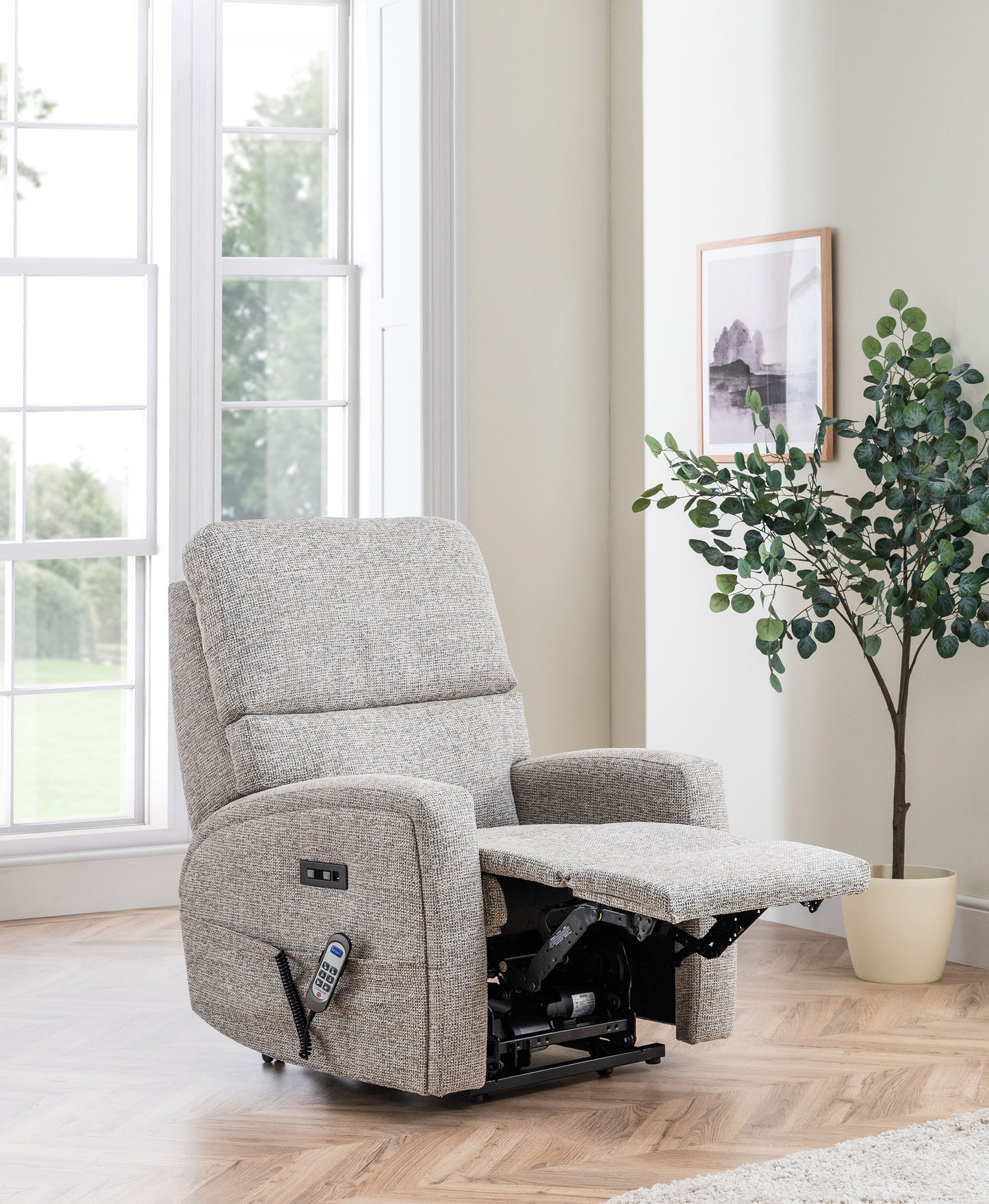 Celebrity Southwell Electric Powered Recliner Fabric Armchair With Mammoth Foam & Lumbar & Headrest Adjustment Option