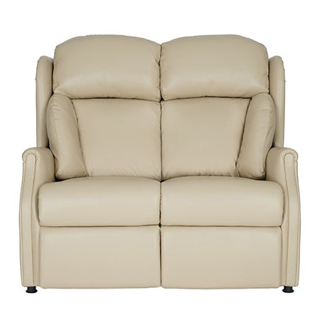 Beige leather celebrity canterbury sofa on a white background with no knuckles