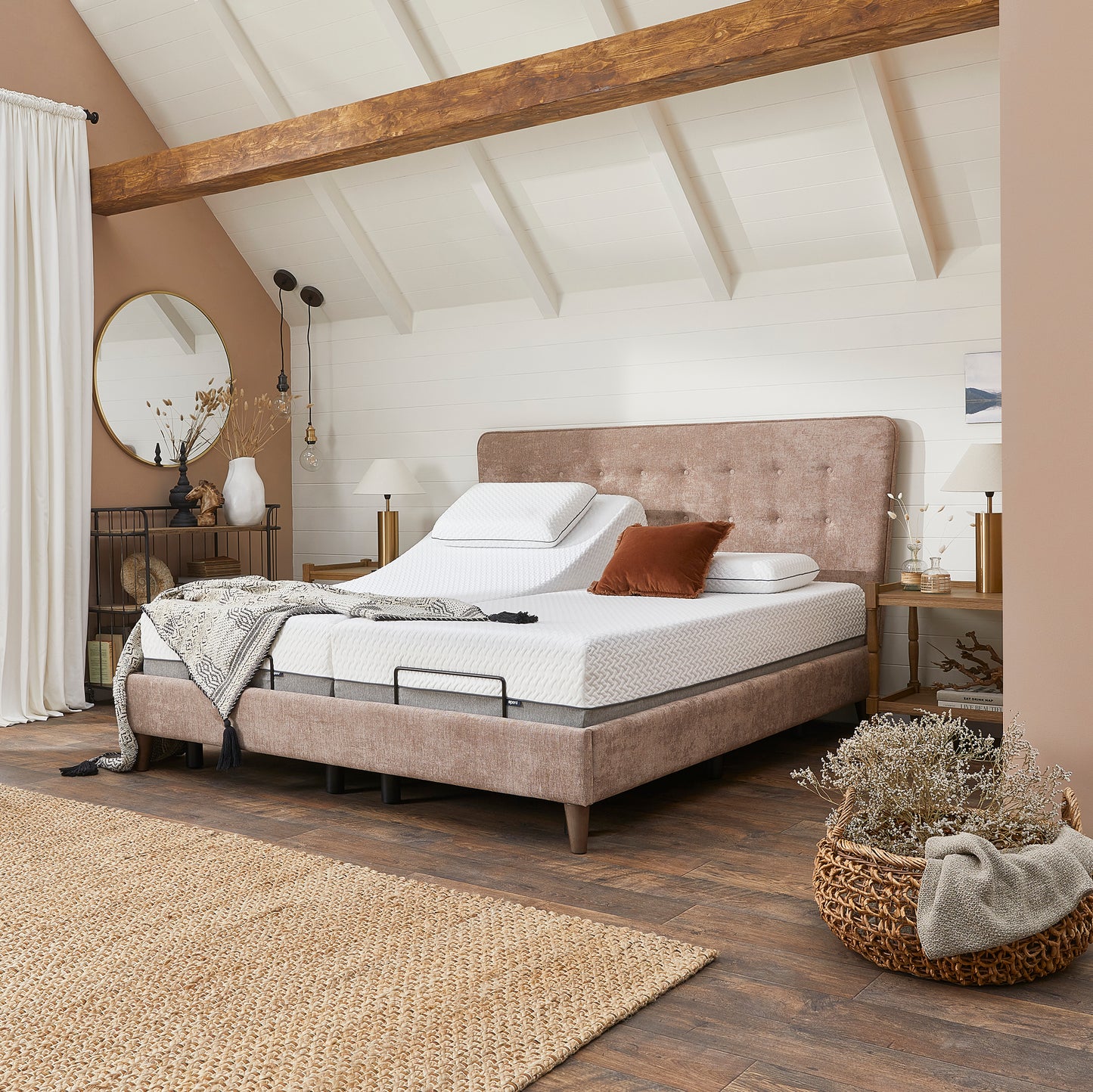 Romeo Premium Upholstered Adjustable Bed With A Memory Foam Medium Firm Feel Mattress VAT FREE