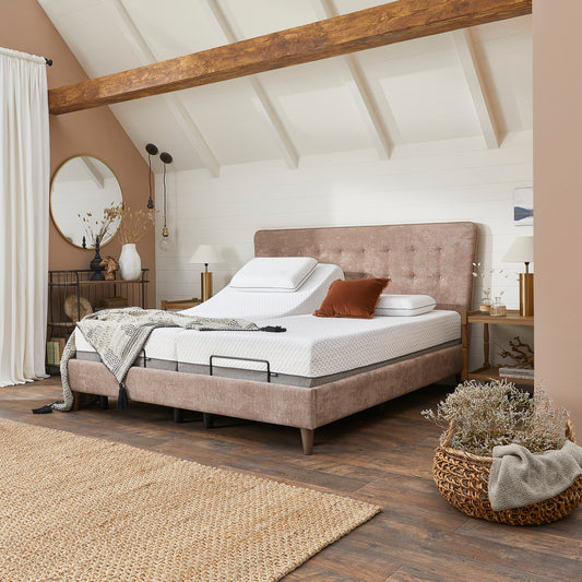 Romeo Premium Upholstered Adjustable Bed With A Memory Foam Medium Firm Feel Mattress VAT FREE