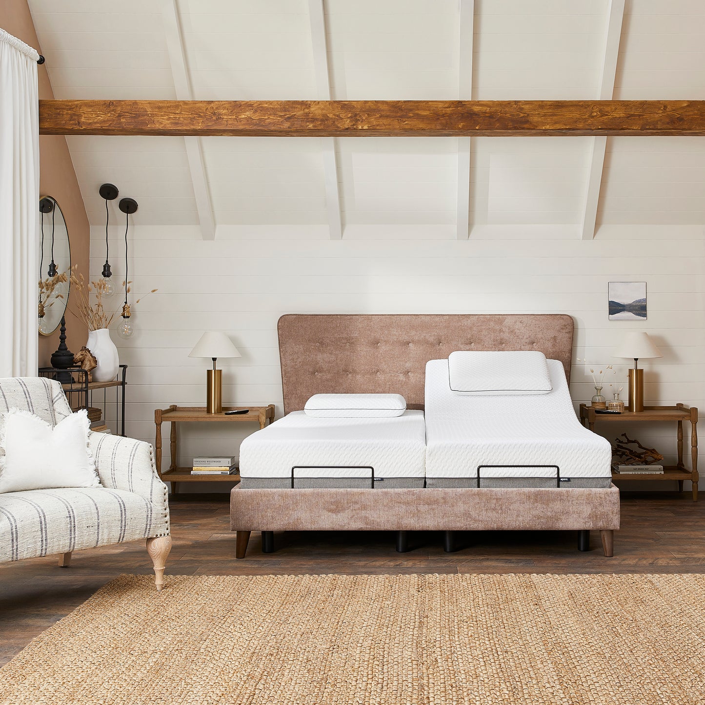 Romeo Premium Upholstered Adjustable Bed With A Memory Foam Medium Firm Feel Mattress VAT FREE