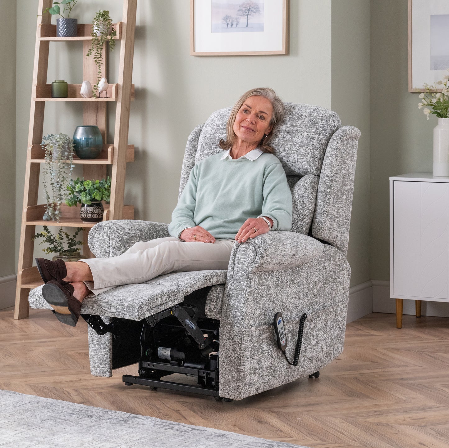 Celebrity Ashfield Electric Powered Recliner Fabric Armchair With Mammoth Foam & Lumbar & Headrest Adjustment Option