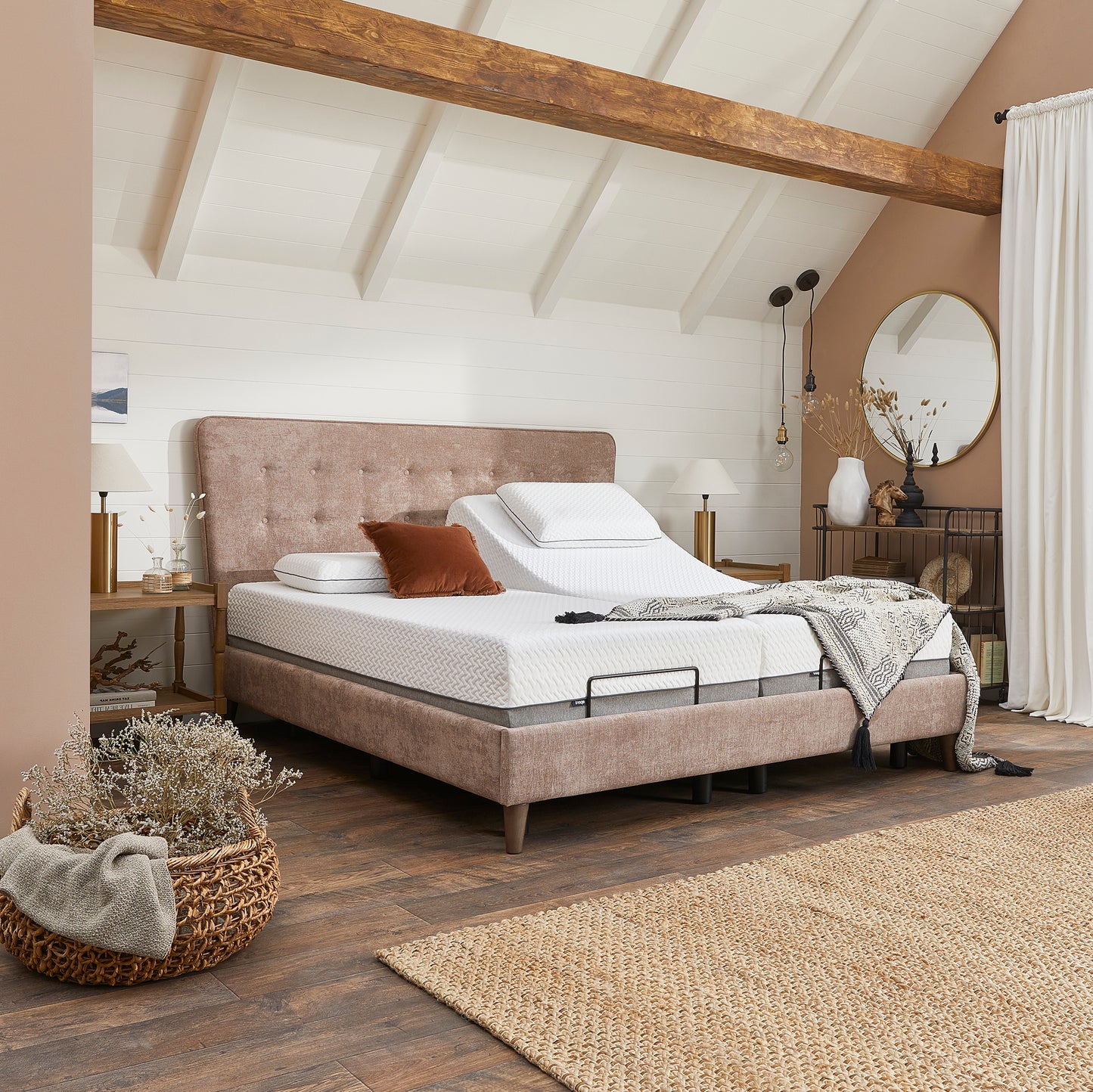 Romeo Premium Upholstered Adjustable Bed With A Memory Foam Medium Firm Feel Mattress VAT FREE