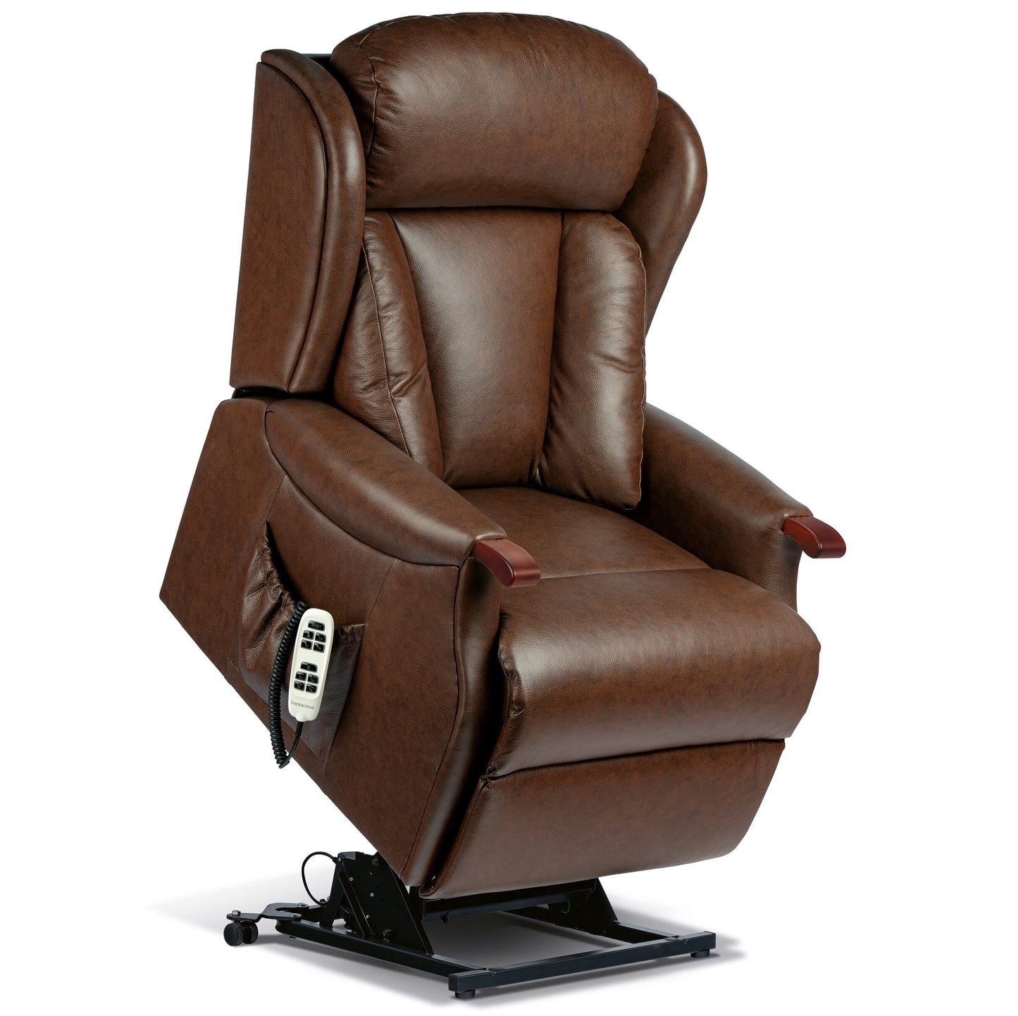 Sherborne Cartmel Knuckle Single Motor Leather Riser Recliner Armchair With Lumbar & Headrest Adjustment Option VAT FREE