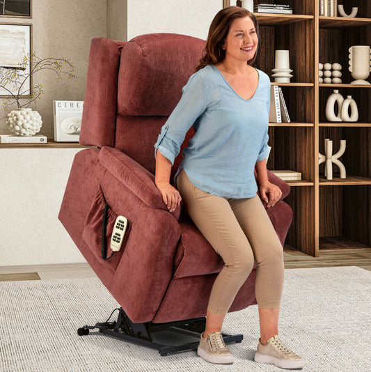 Sherborne Dakota Cloud Comfort Triple Motor Fabric Riser Recliner Armchair With Lumbar & Headrest Adjustment Option VAT FREE