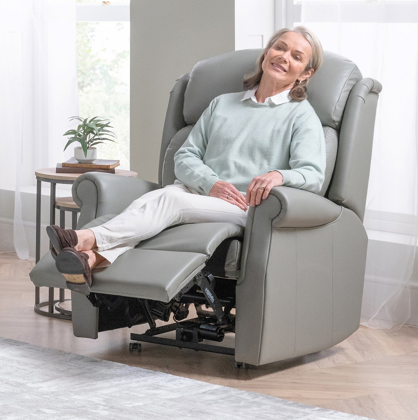Celebrity Ashfield Electric Powered Recliner Leather Armchair With Lumbar & Headrest Adjustment Options