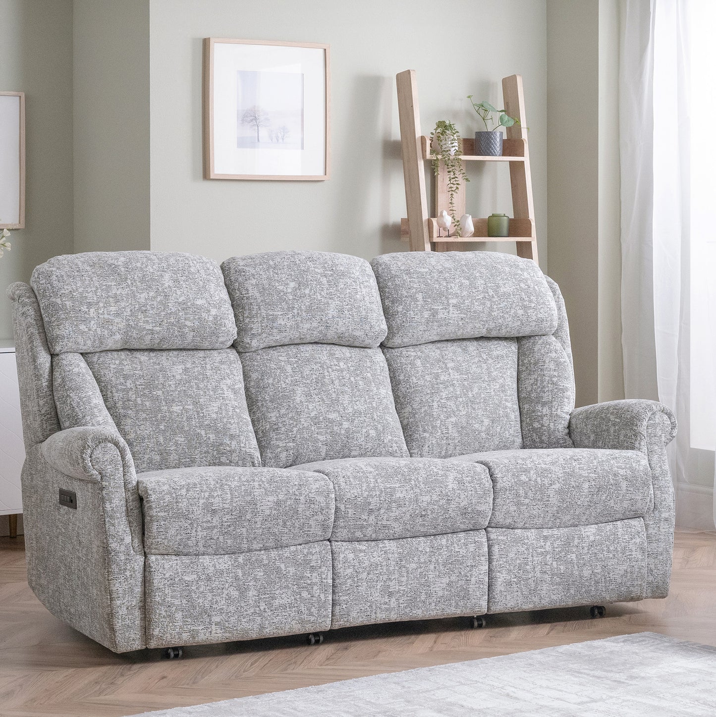 Celebrity Ashfield Three Seater Electric Powered Reclining Fabric Sofa With Mammoth Foam & Lumbar & Headrest Adjustment Option