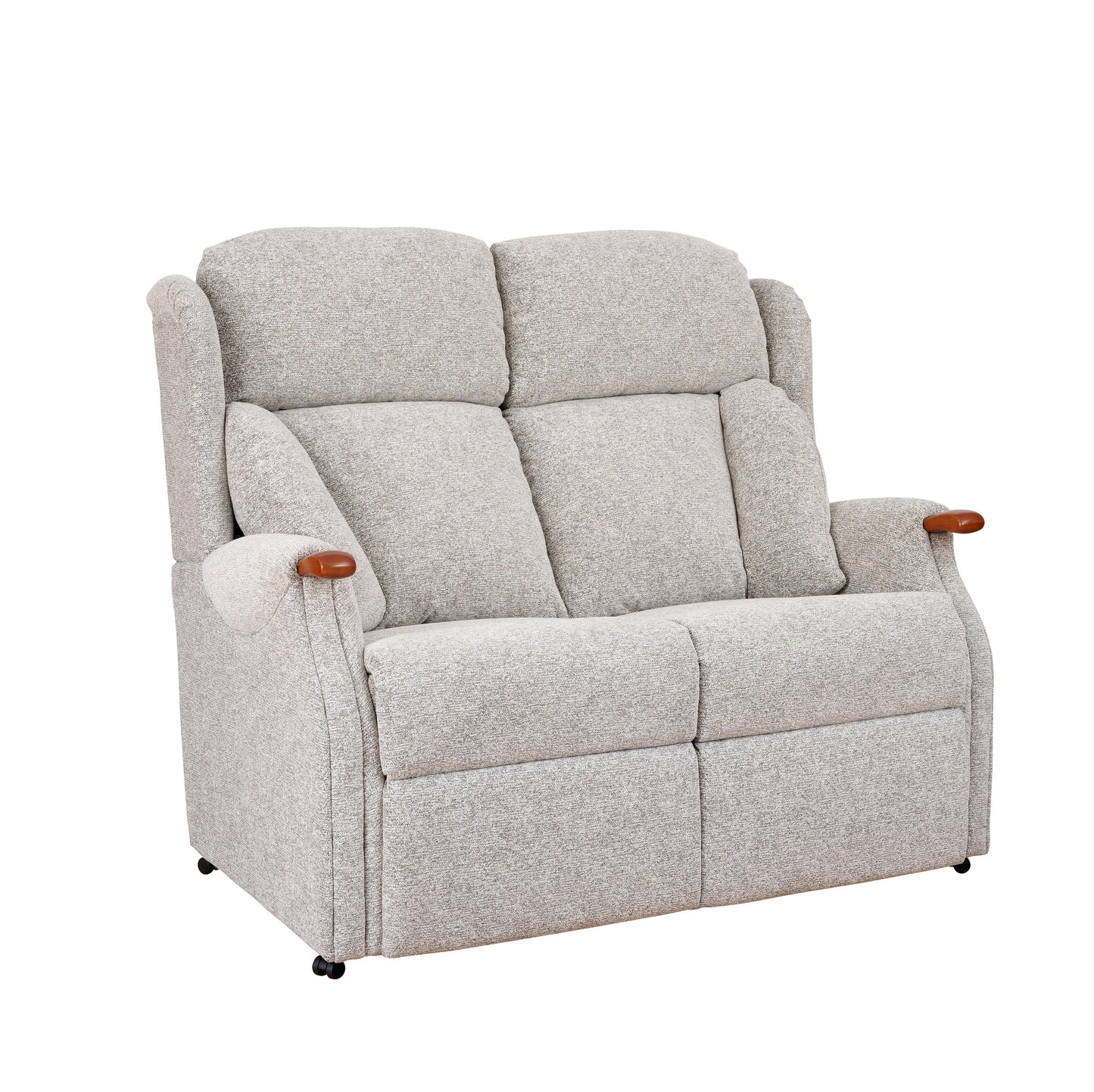 Canterbury fixed two seater, grey fabric on white background