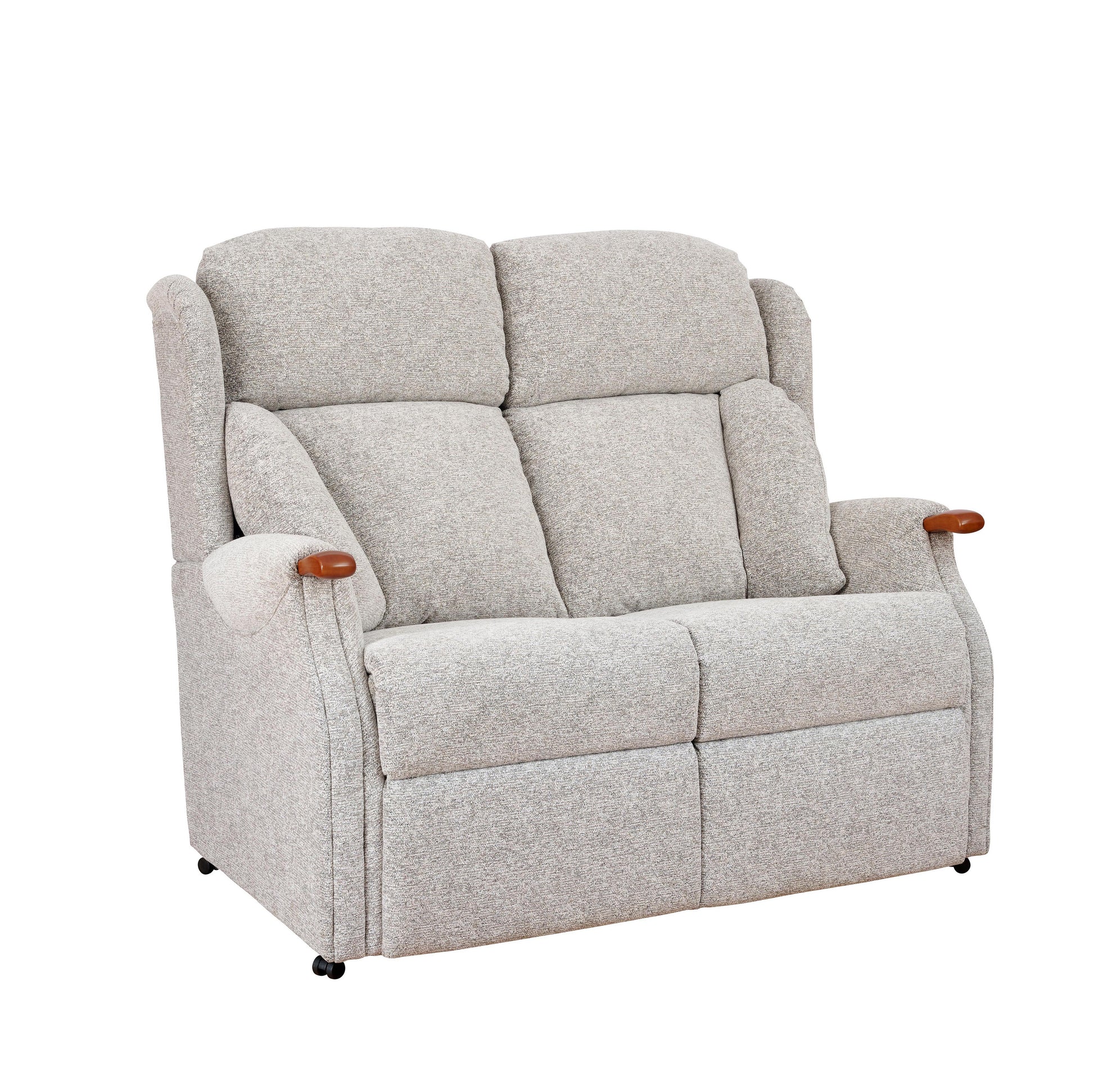 Canterbury fixed two seater, grey fabric on white background