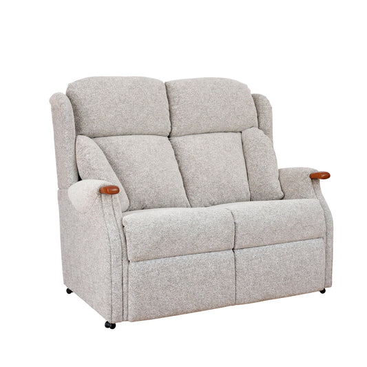 Canterbury fixed two seater, grey fabric on white background