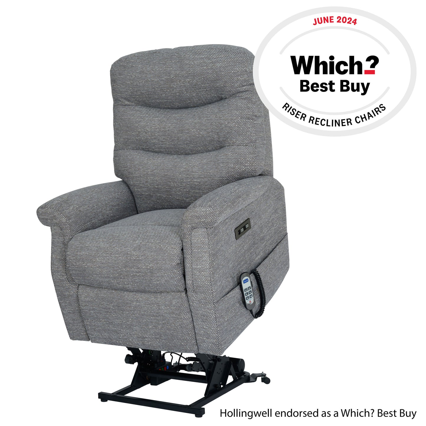 Celebrity Hollingwell Dual Motor Rise And Recliner Fabric Armchair With Mammoth Foam & Lumbar & Headrest Adjustment Option VAT FREE