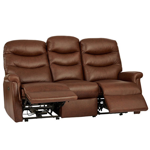 Celebrity Hollingwell Three Seater Electric Powered Reclining Leather Sofa With Lumbar & Headrest Adjustment Option