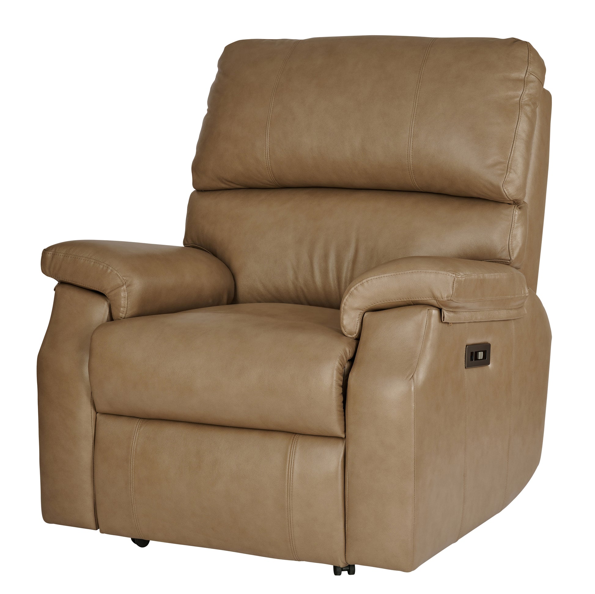 Brown celebrity newstead leather recliner chair on a white background