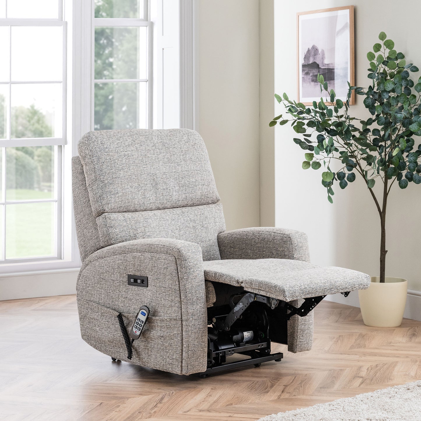 Celebrity Southwell Electric Powered Recliner Fabric Armchair With Mammoth Foam & Lumbar & Headrest Adjustment Option