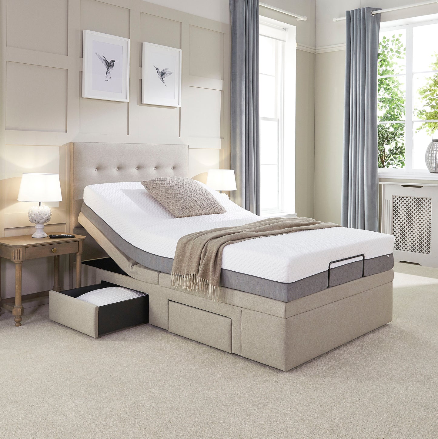 4ft Small Double Emerald Motion Divan Adjustable Bed With A Selection Of Mattresses VAT FREE