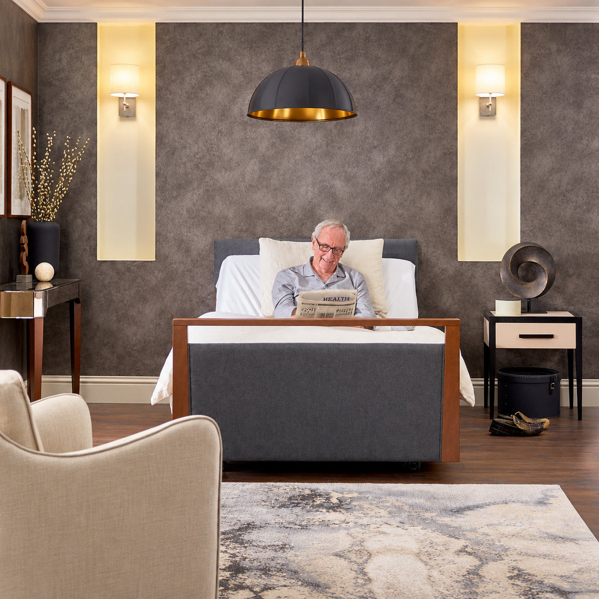 Opera Signature Upholstered Profiling High Low Home Care Adjustable Bed With A Choice Of Mattresses VAT FREE