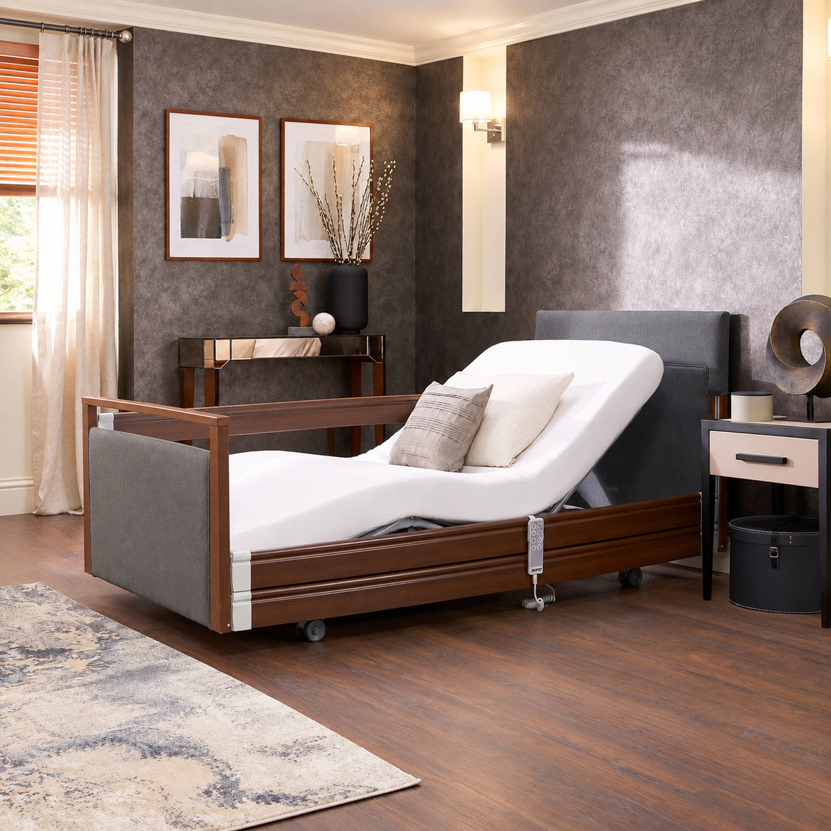Opera Signature Upholstered Profiling High Low Home Care Adjustable Bed With A Choice Of Mattresses VAT FREE