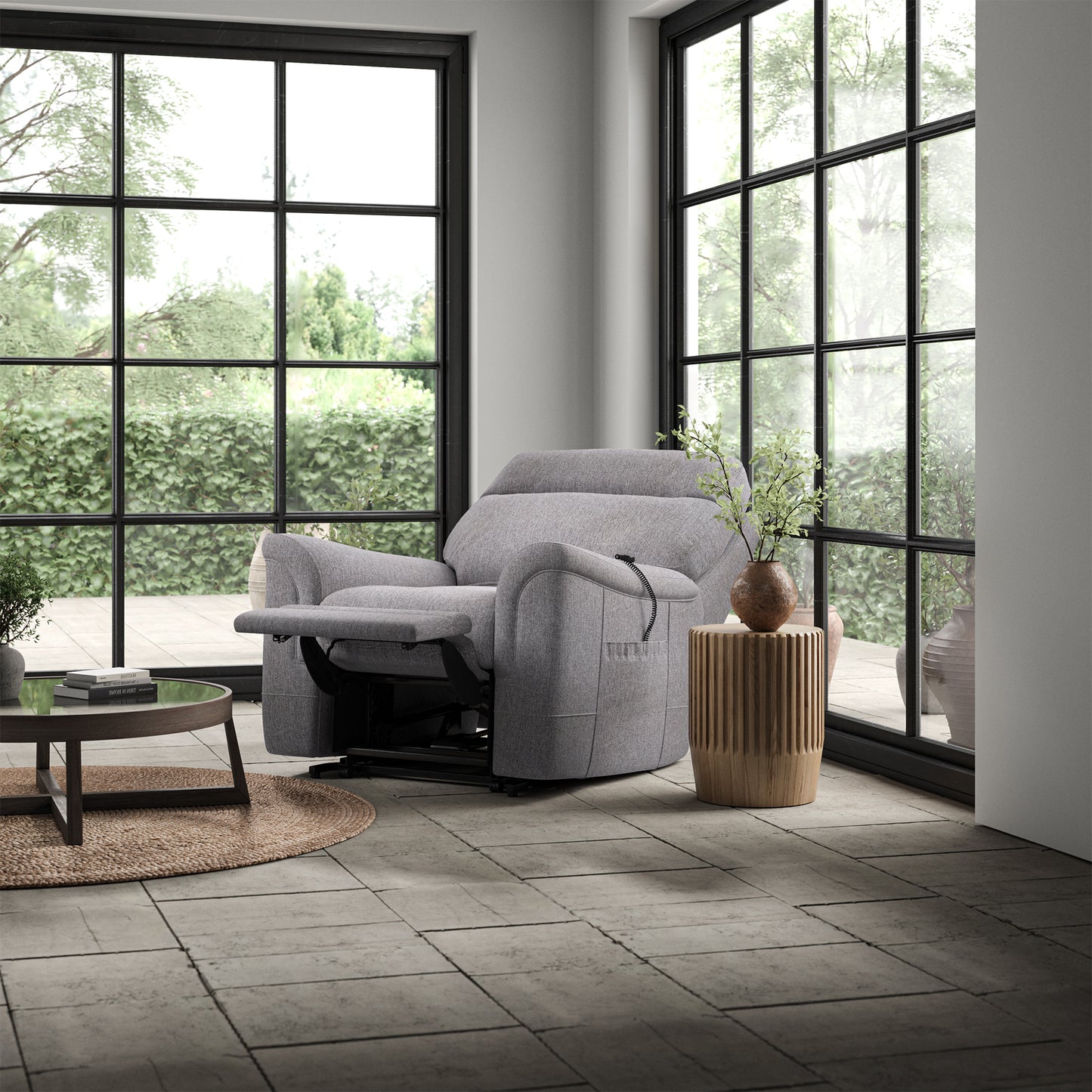 Parker Knoll Hudson 23 Fabric Electric Power Plus Recliner Armchair With Adjustable Headrest & Lumbar Support