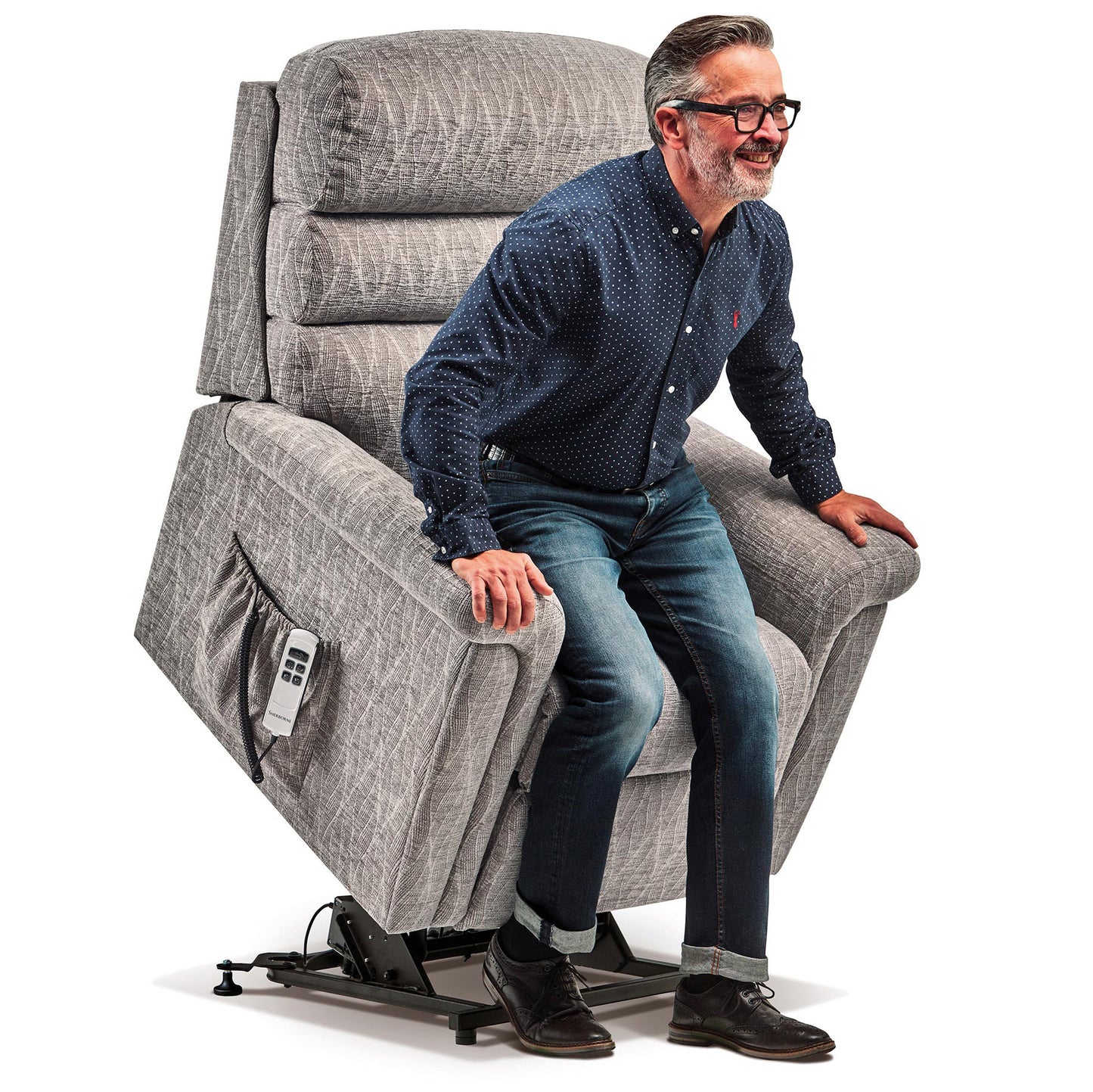 Sherborne Comfi-Sit Dual Motor Fabric Riser Recliner Armchair With Lumbar & Headrest Adjustment Option VAT FREE