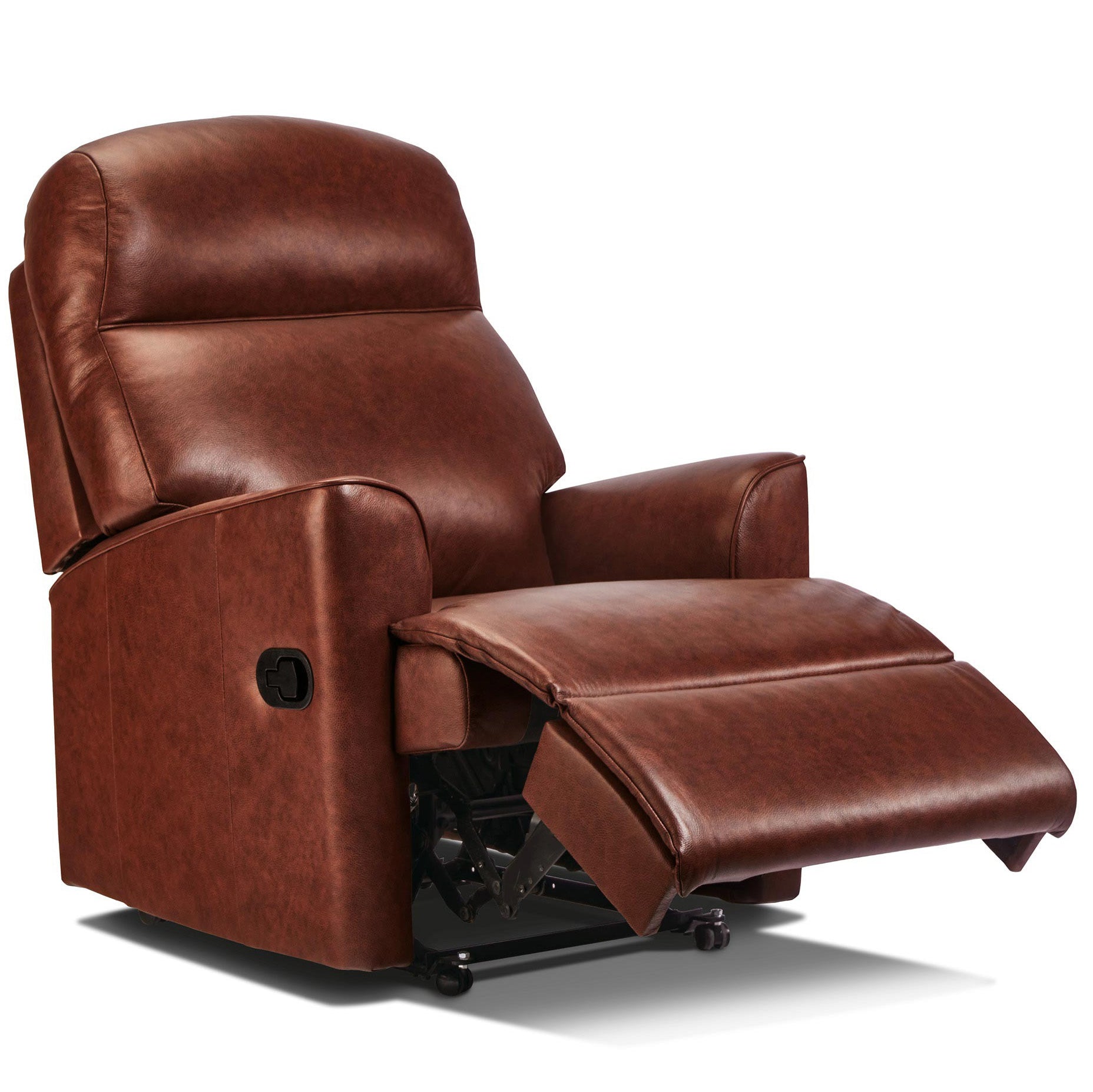 Sherborne Harrow Brown leather recliner chair on a white background