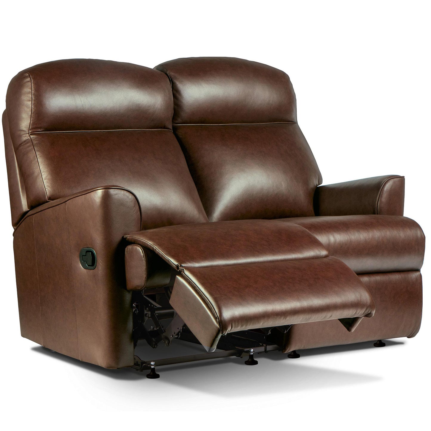 Sherborne Harrow Brown leather recliner sofa on a white background