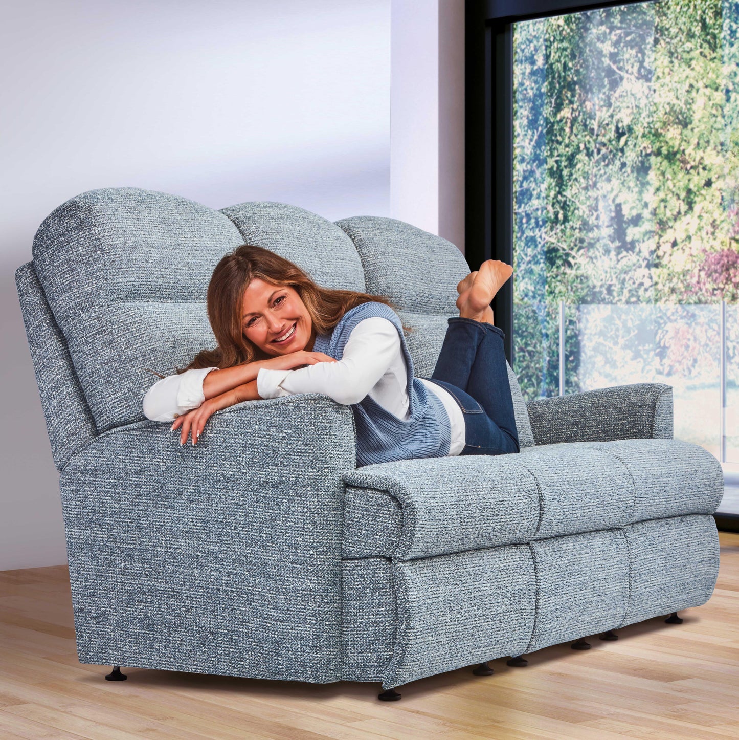 Sherborne Harrow Three Seater Electric Powered Reclining Fabric Sofa