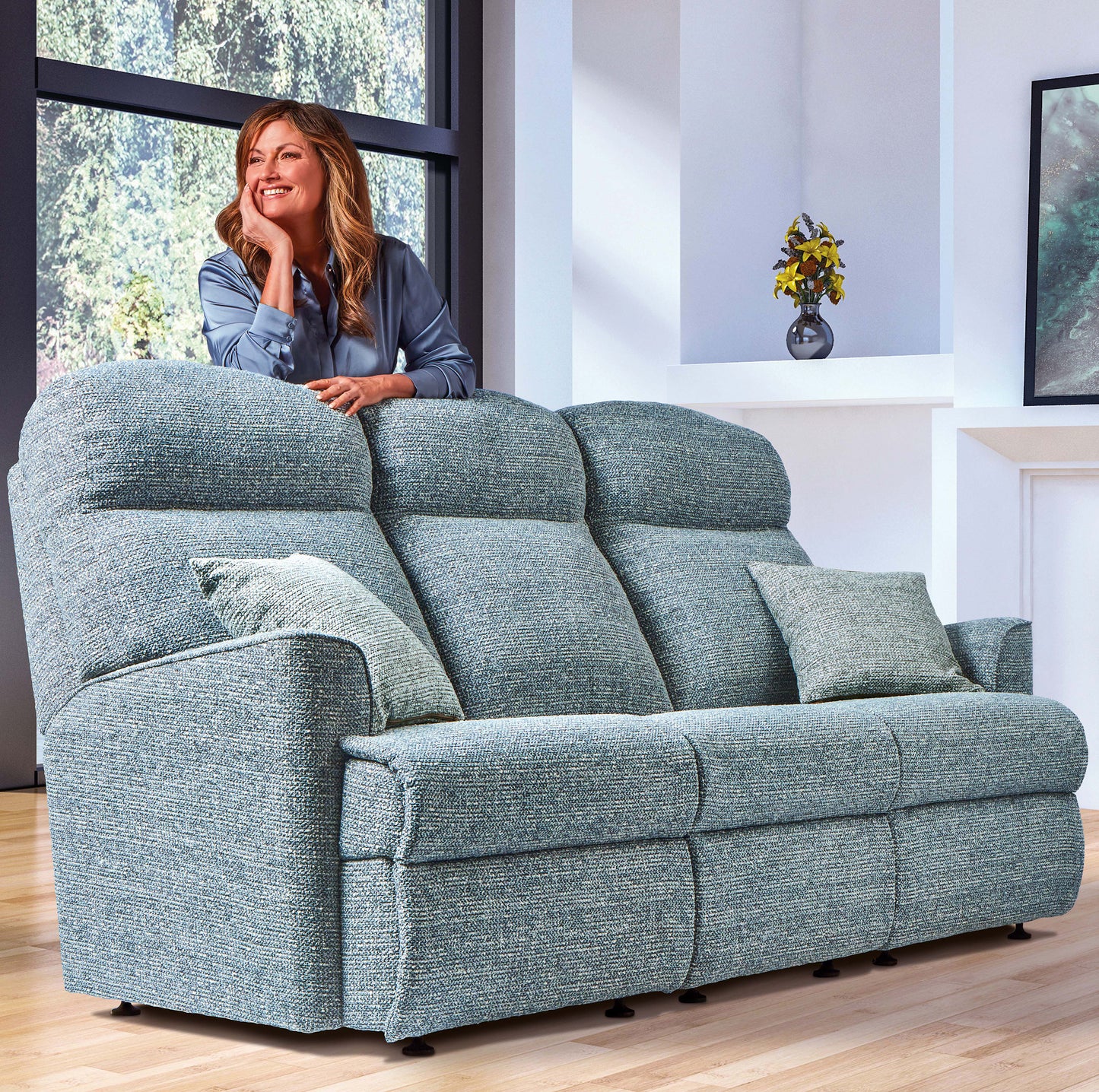 Sherborne Harrow Three Seater Electric Powered Reclining Fabric Sofa