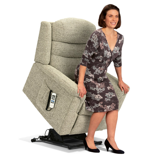 Sherborne Leyburn Dual Motor Fabric Rise And Recliner Armchair With Lumbar & Headrest Adjustment Option VAT FREE