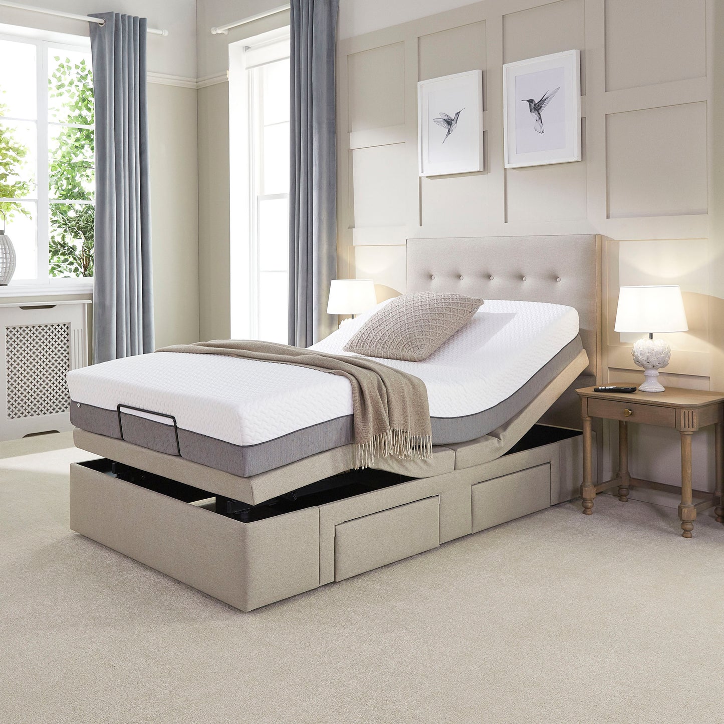 4ft Small Double Emerald Motion Divan Adjustable Bed With A Selection Of Mattresses VAT FREE