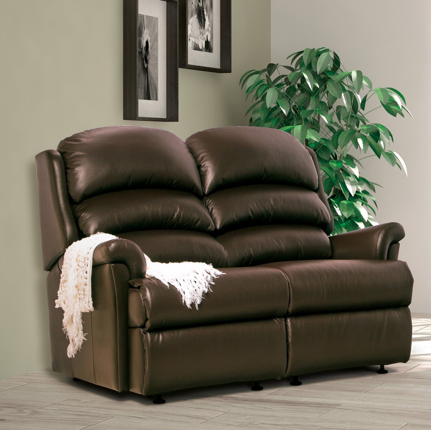 Sherborne Albany Two Seater Fixed Leather Sofa