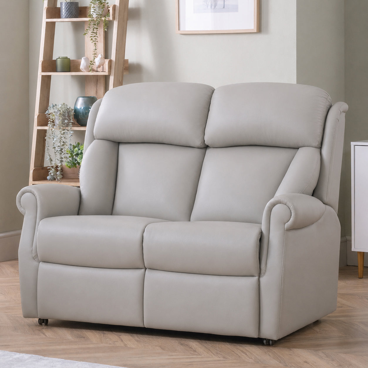 Celebrity Ashfield Two Seater Electric Powered Reclining Leather Sofa With Lumbar & Headrest Adjustment Option