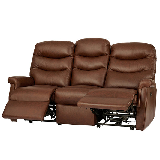 Celebrity Hollingwell Three Seater Electric Powered Reclining Leather Sofa With Lumbar & Headrest Adjustment Option