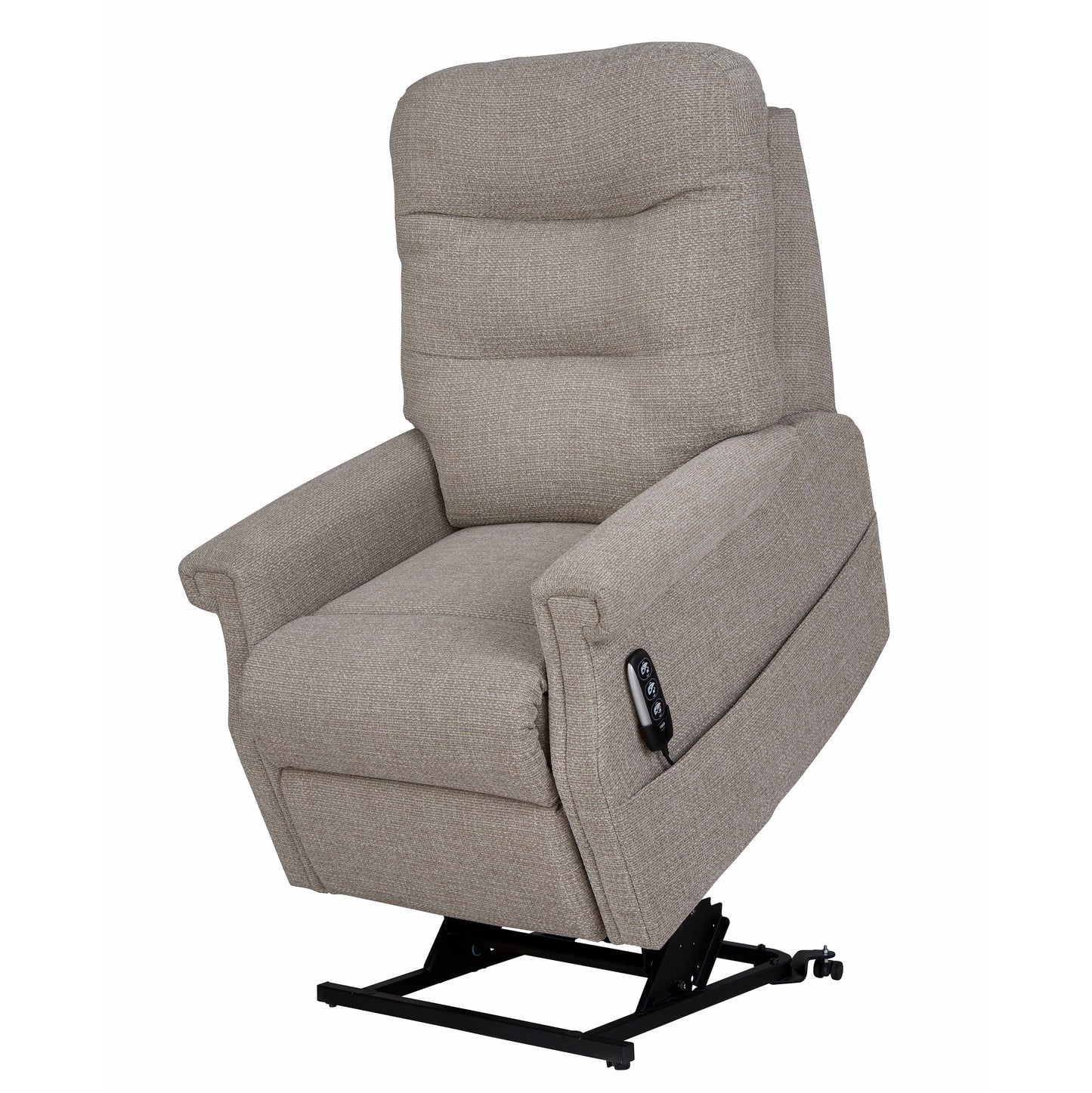 riser recliner in grey on a white background