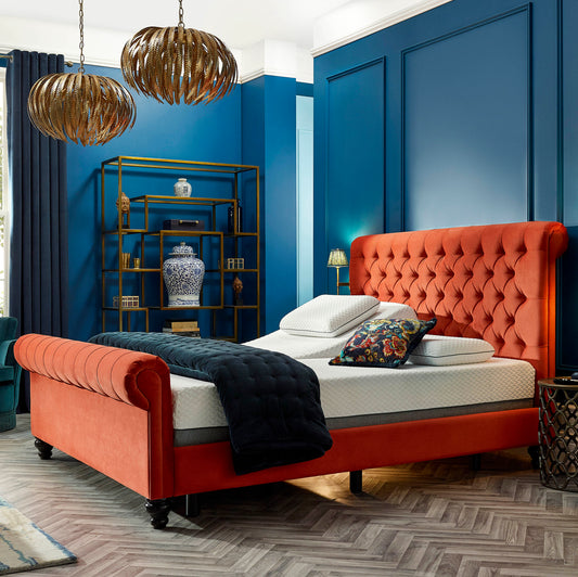 Premium Upholstered Dalta Adjustable Bed Frame With A Natural 1000 Pocket Sprung Soft Medium Feel Mattress VAT FREE