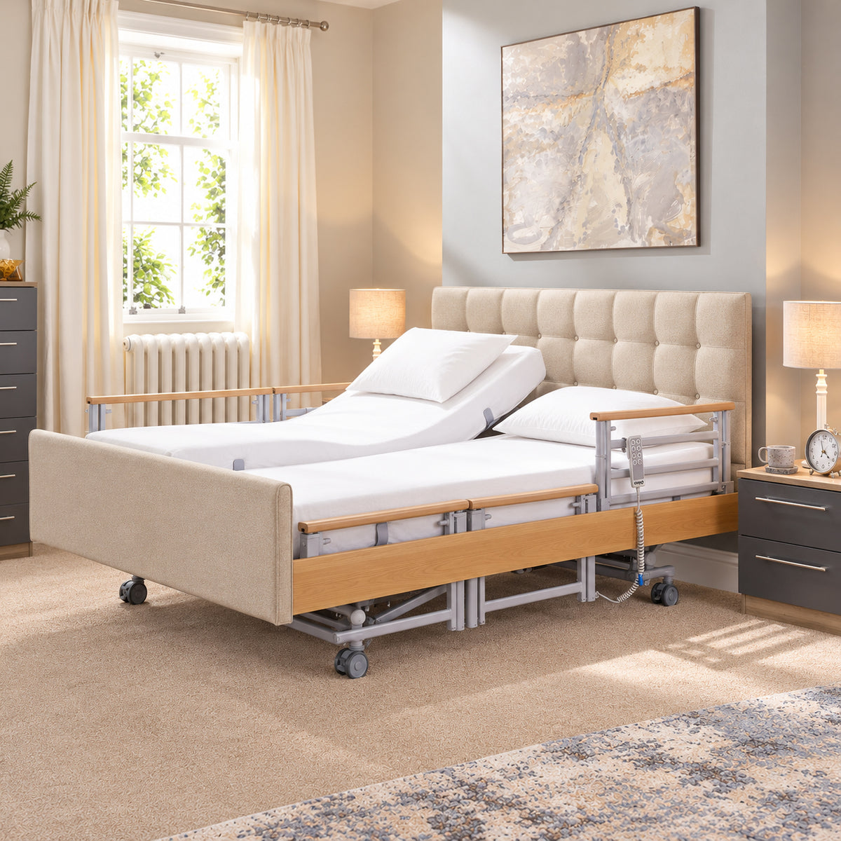 Opera Signature Comfort Plus Dual With Side Rails Profiling High Low Home Care Adjustable Bed With A Choice Of Mattresses VAT FREE