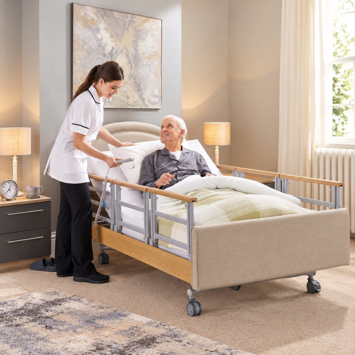 Opera Signature Comfort Plus With Side Rails Profiling High Low Home Care Adjustable Bed With A Choice Of Mattresses VAT FREE