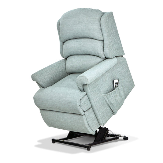 Sherborne Albany Single Motor Fabric Rise And Recliner Armchair With Lumbar Adjustment Option VAT FREE