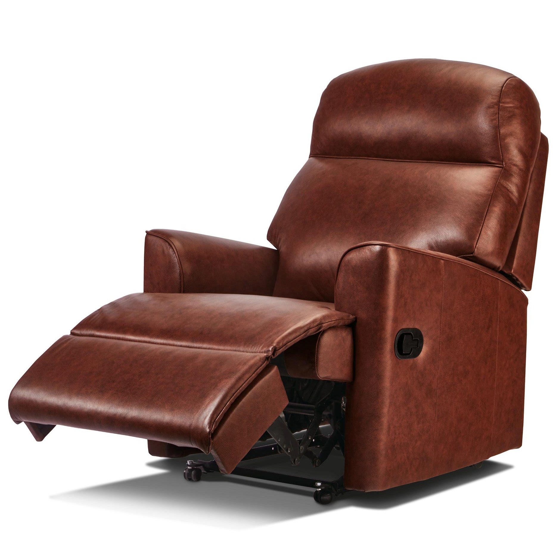 Brown leather Sherborne Harrow recliner chair on a white background
