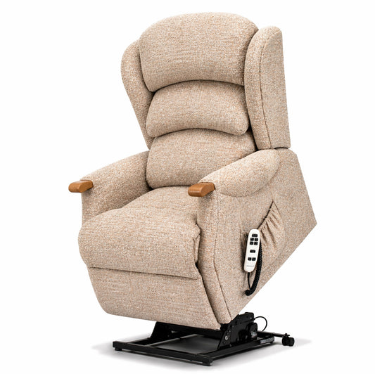 Sherborne Ryedale Knuckle Single Motor Fabric Riser Recliner Armchair With Lumbar & Headrest Adjustment Option VAT FREE